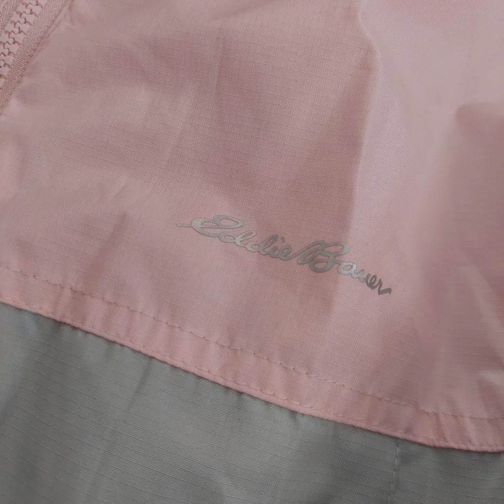 Kids Pink and Gray Eddie Bauer Lightweight Jacket 14/16 W/ Hood. (Bag D)